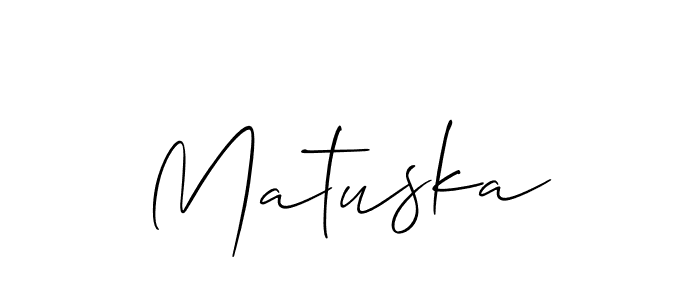 if you are searching for the best signature style for your name Matuska. so please give up your signature search. here we have designed multiple signature styles  using Allison_Script. Matuska signature style 2 images and pictures png