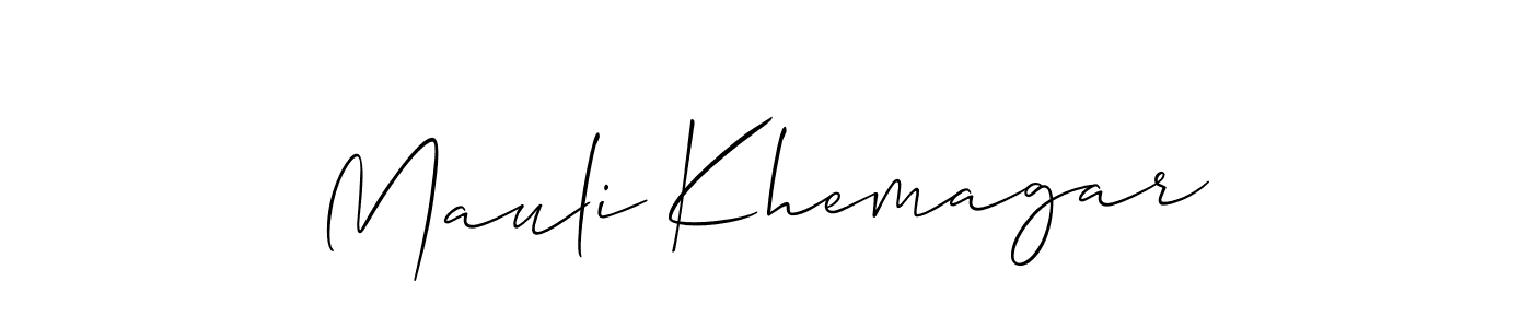 How to make Mauli Khemagar name signature. Use Allison_Script style for creating short signs online. This is the latest handwritten sign. Mauli Khemagar signature style 2 images and pictures png
