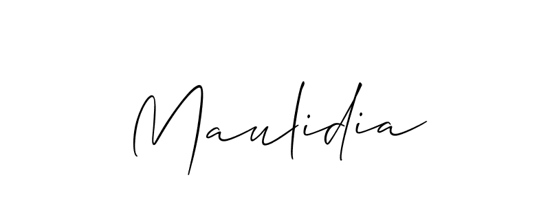 How to make Maulidia name signature. Use Allison_Script style for creating short signs online. This is the latest handwritten sign. Maulidia signature style 2 images and pictures png
