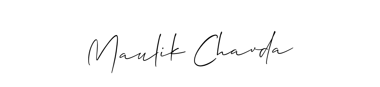 Allison_Script is a professional signature style that is perfect for those who want to add a touch of class to their signature. It is also a great choice for those who want to make their signature more unique. Get Maulik Chavda name to fancy signature for free. Maulik Chavda signature style 2 images and pictures png