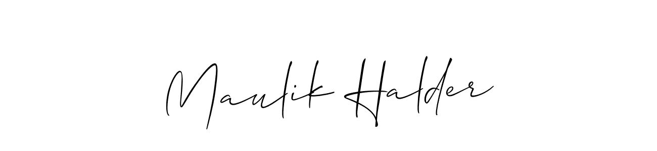 Create a beautiful signature design for name Maulik Halder. With this signature (Allison_Script) fonts, you can make a handwritten signature for free. Maulik Halder signature style 2 images and pictures png