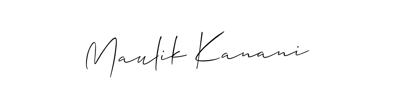 Allison_Script is a professional signature style that is perfect for those who want to add a touch of class to their signature. It is also a great choice for those who want to make their signature more unique. Get Maulik Kanani name to fancy signature for free. Maulik Kanani signature style 2 images and pictures png