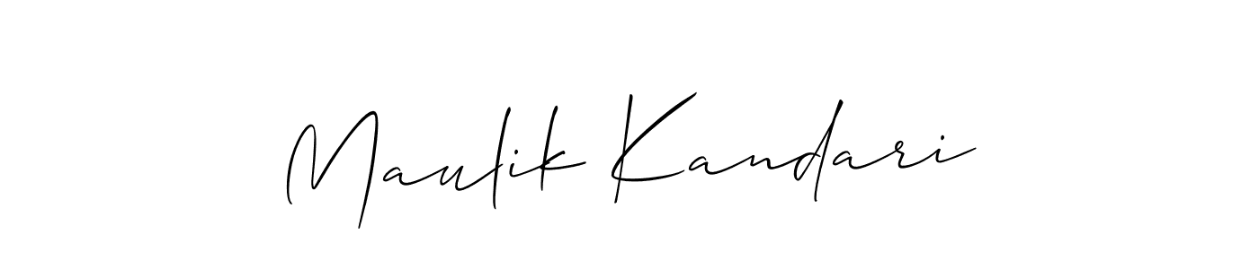 How to make Maulik Kandari name signature. Use Allison_Script style for creating short signs online. This is the latest handwritten sign. Maulik Kandari signature style 2 images and pictures png