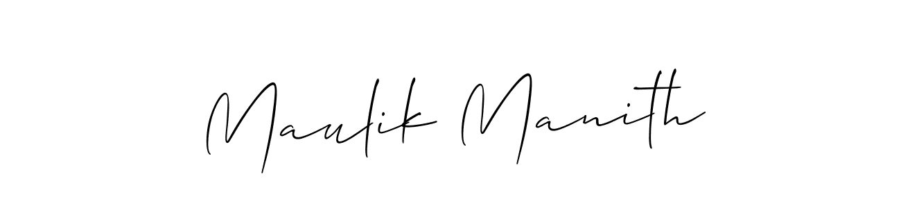 Make a beautiful signature design for name Maulik Manith. With this signature (Allison_Script) style, you can create a handwritten signature for free. Maulik Manith signature style 2 images and pictures png