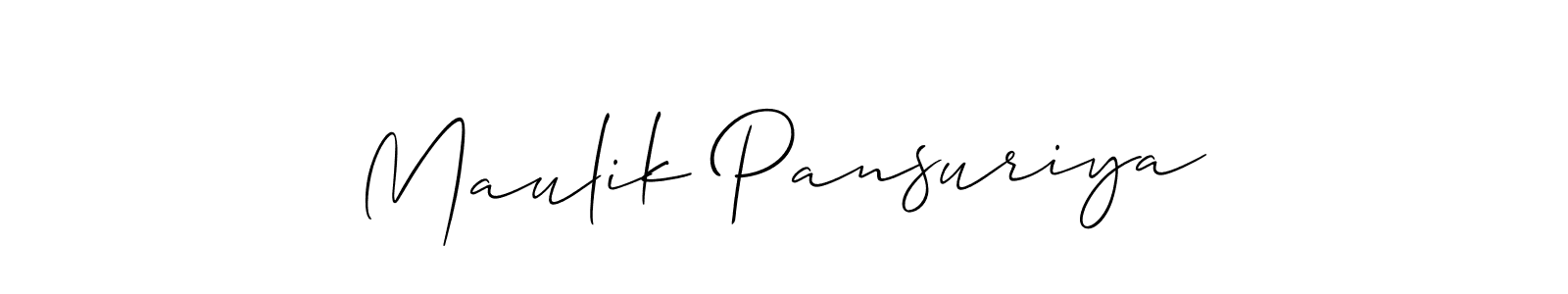 You should practise on your own different ways (Allison_Script) to write your name (Maulik Pansuriya) in signature. don't let someone else do it for you. Maulik Pansuriya signature style 2 images and pictures png