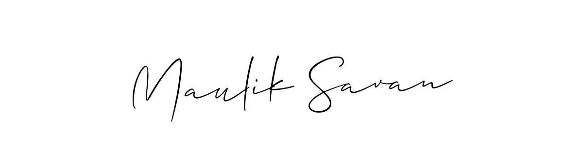 Create a beautiful signature design for name Maulik Savan. With this signature (Allison_Script) fonts, you can make a handwritten signature for free. Maulik Savan signature style 2 images and pictures png