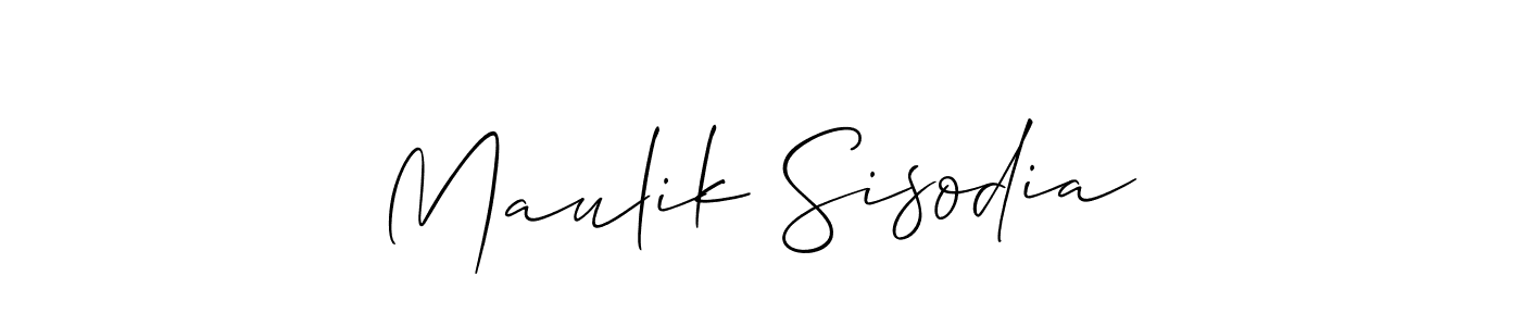 Use a signature maker to create a handwritten signature online. With this signature software, you can design (Allison_Script) your own signature for name Maulik Sisodia. Maulik Sisodia signature style 2 images and pictures png