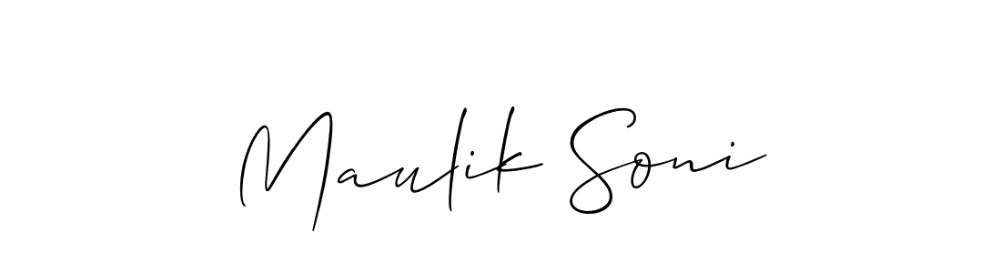 How to make Maulik Soni name signature. Use Allison_Script style for creating short signs online. This is the latest handwritten sign. Maulik Soni signature style 2 images and pictures png