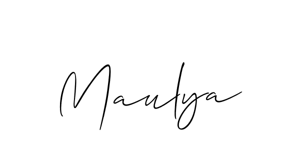 Use a signature maker to create a handwritten signature online. With this signature software, you can design (Allison_Script) your own signature for name Maulya. Maulya signature style 2 images and pictures png