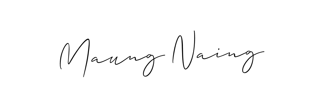 Use a signature maker to create a handwritten signature online. With this signature software, you can design (Allison_Script) your own signature for name Maung Naing. Maung Naing signature style 2 images and pictures png