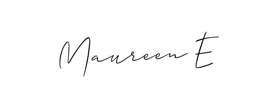The best way (Allison_Script) to make a short signature is to pick only two or three words in your name. The name Maureen E include a total of six letters. For converting this name. Maureen E signature style 2 images and pictures png