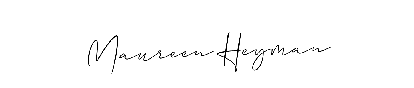 It looks lik you need a new signature style for name Maureen Heyman. Design unique handwritten (Allison_Script) signature with our free signature maker in just a few clicks. Maureen Heyman signature style 2 images and pictures png