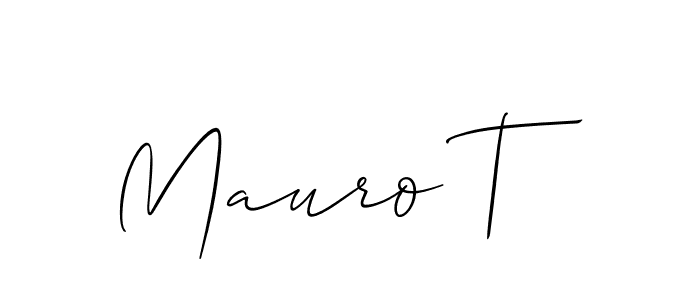 How to make Mauro T name signature. Use Allison_Script style for creating short signs online. This is the latest handwritten sign. Mauro T signature style 2 images and pictures png