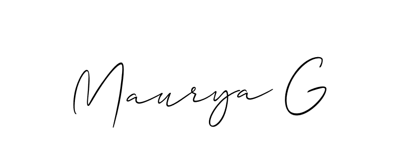 Also You can easily find your signature by using the search form. We will create Maurya G name handwritten signature images for you free of cost using Allison_Script sign style. Maurya G signature style 2 images and pictures png