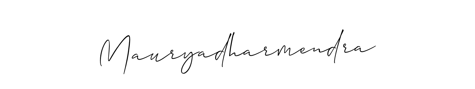 Also You can easily find your signature by using the search form. We will create Mauryadharmendra name handwritten signature images for you free of cost using Allison_Script sign style. Mauryadharmendra signature style 2 images and pictures png