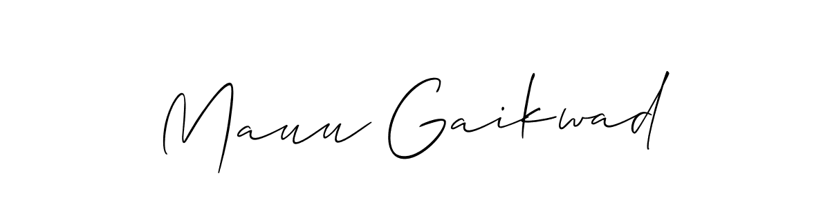 How to make Mauu Gaikwad name signature. Use Allison_Script style for creating short signs online. This is the latest handwritten sign. Mauu Gaikwad signature style 2 images and pictures png