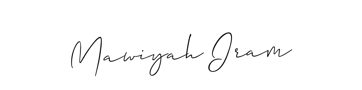 Make a beautiful signature design for name Mawiyah Iram. With this signature (Allison_Script) style, you can create a handwritten signature for free. Mawiyah Iram signature style 2 images and pictures png