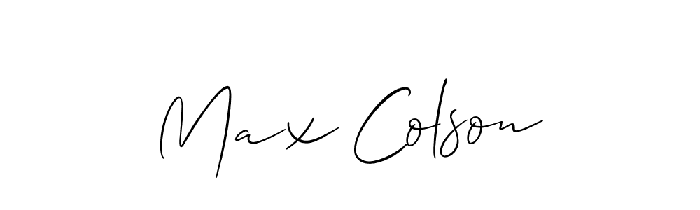 Allison_Script is a professional signature style that is perfect for those who want to add a touch of class to their signature. It is also a great choice for those who want to make their signature more unique. Get Max Colson name to fancy signature for free. Max Colson signature style 2 images and pictures png