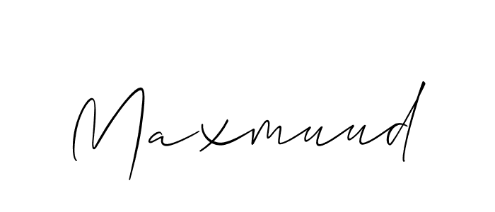 Use a signature maker to create a handwritten signature online. With this signature software, you can design (Allison_Script) your own signature for name Maxmuud. Maxmuud signature style 2 images and pictures png