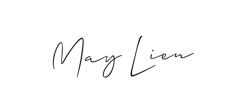 Also You can easily find your signature by using the search form. We will create May Lien name handwritten signature images for you free of cost using Allison_Script sign style. May Lien signature style 2 images and pictures png