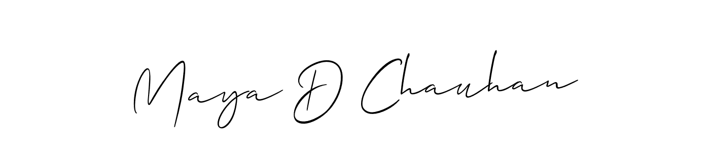 Create a beautiful signature design for name Maya D Chauhan. With this signature (Allison_Script) fonts, you can make a handwritten signature for free. Maya D Chauhan signature style 2 images and pictures png