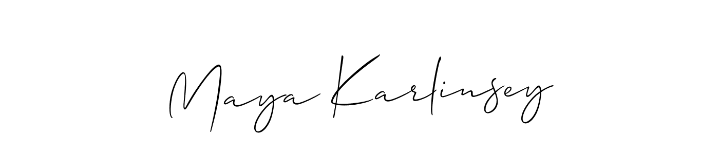 Maya Karlinsey stylish signature style. Best Handwritten Sign (Allison_Script) for my name. Handwritten Signature Collection Ideas for my name Maya Karlinsey. Maya Karlinsey signature style 2 images and pictures png