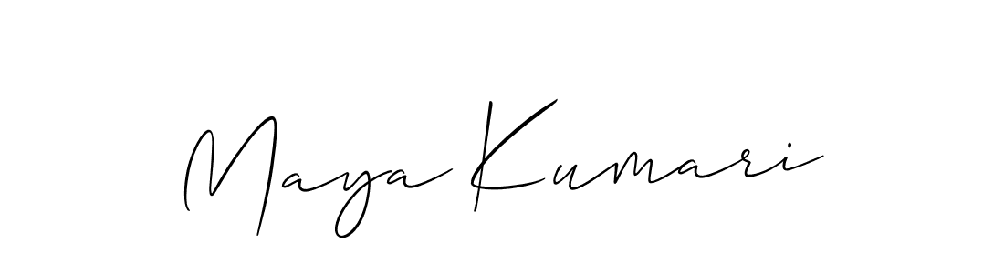 Make a beautiful signature design for name Maya Kumari. With this signature (Allison_Script) style, you can create a handwritten signature for free. Maya Kumari signature style 2 images and pictures png