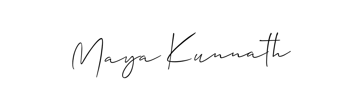 How to make Maya Kunnath name signature. Use Allison_Script style for creating short signs online. This is the latest handwritten sign. Maya Kunnath signature style 2 images and pictures png