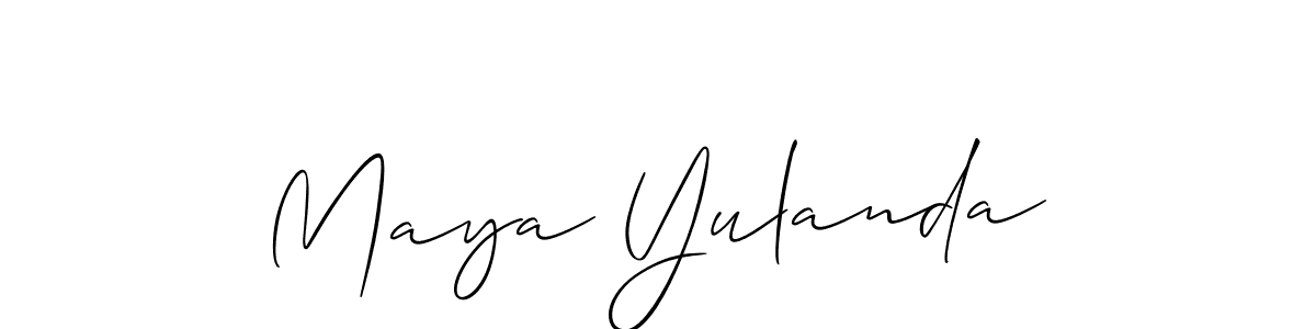 Allison_Script is a professional signature style that is perfect for those who want to add a touch of class to their signature. It is also a great choice for those who want to make their signature more unique. Get Maya Yulanda name to fancy signature for free. Maya Yulanda signature style 2 images and pictures png