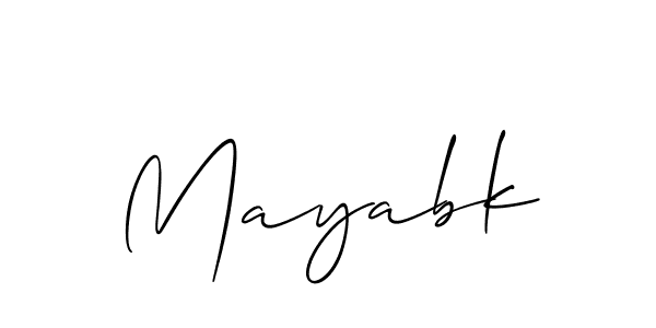 Use a signature maker to create a handwritten signature online. With this signature software, you can design (Allison_Script) your own signature for name Mayabk. Mayabk signature style 2 images and pictures png