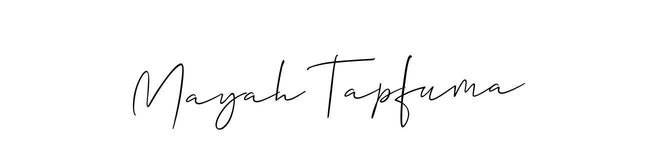 How to make Mayah Tapfuma name signature. Use Allison_Script style for creating short signs online. This is the latest handwritten sign. Mayah Tapfuma signature style 2 images and pictures png