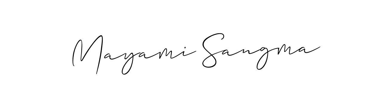 It looks lik you need a new signature style for name Mayami Sangma. Design unique handwritten (Allison_Script) signature with our free signature maker in just a few clicks. Mayami Sangma signature style 2 images and pictures png