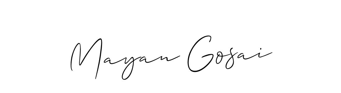 Similarly Allison_Script is the best handwritten signature design. Signature creator online .You can use it as an online autograph creator for name Mayan Gosai. Mayan Gosai signature style 2 images and pictures png