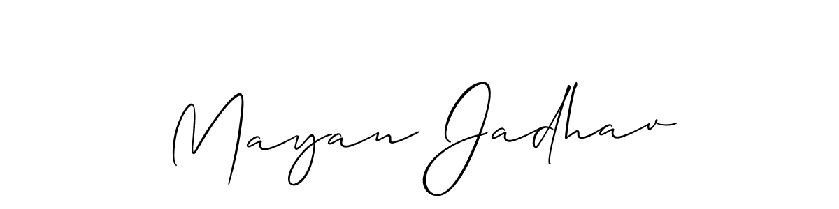 Make a short Mayan Jadhav signature style. Manage your documents anywhere anytime using Allison_Script. Create and add eSignatures, submit forms, share and send files easily. Mayan Jadhav signature style 2 images and pictures png