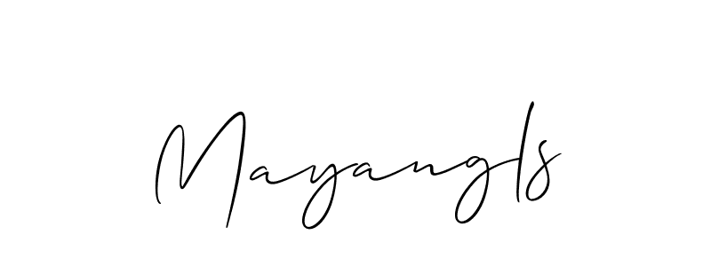 The best way (Allison_Script) to make a short signature is to pick only two or three words in your name. The name Mayangls include a total of six letters. For converting this name. Mayangls signature style 2 images and pictures png