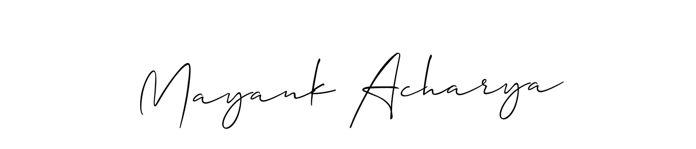 The best way (Allison_Script) to make a short signature is to pick only two or three words in your name. The name Mayank Acharya include a total of six letters. For converting this name. Mayank Acharya signature style 2 images and pictures png