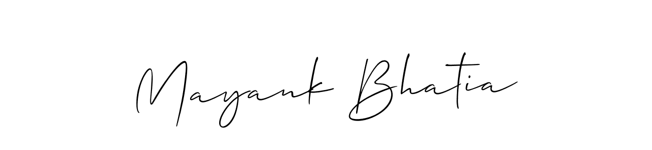 The best way (Allison_Script) to make a short signature is to pick only two or three words in your name. The name Mayank Bhatia include a total of six letters. For converting this name. Mayank Bhatia signature style 2 images and pictures png