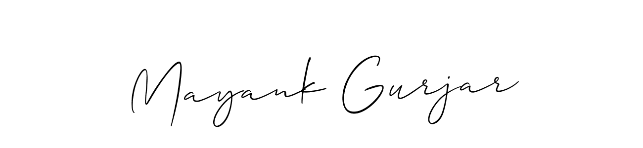 The best way (Allison_Script) to make a short signature is to pick only two or three words in your name. The name Mayank Gurjar include a total of six letters. For converting this name. Mayank Gurjar signature style 2 images and pictures png
