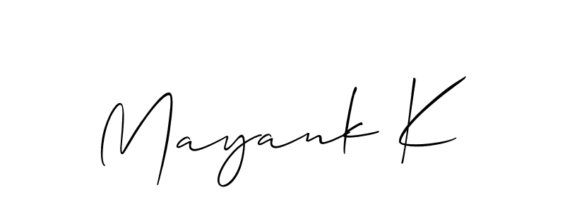 Once you've used our free online signature maker to create your best signature Allison_Script style, it's time to enjoy all of the benefits that Mayank K name signing documents. Mayank K signature style 2 images and pictures png