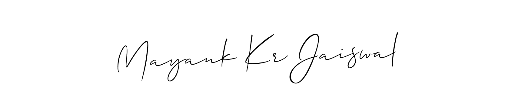 Also You can easily find your signature by using the search form. We will create Mayank Kr Jaiswal name handwritten signature images for you free of cost using Allison_Script sign style. Mayank Kr Jaiswal signature style 2 images and pictures png