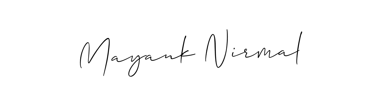 It looks lik you need a new signature style for name Mayank Nirmal. Design unique handwritten (Allison_Script) signature with our free signature maker in just a few clicks. Mayank Nirmal signature style 2 images and pictures png