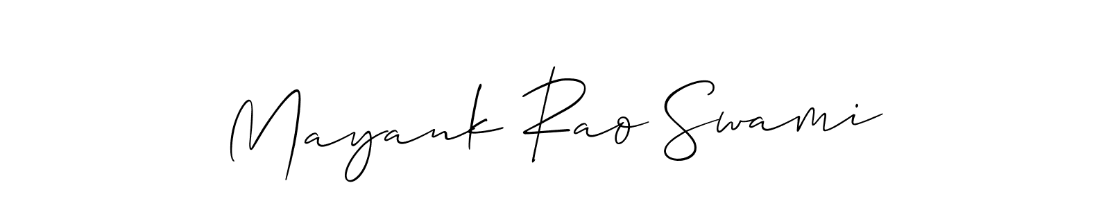 Create a beautiful signature design for name Mayank Rao Swami. With this signature (Allison_Script) fonts, you can make a handwritten signature for free. Mayank Rao Swami signature style 2 images and pictures png