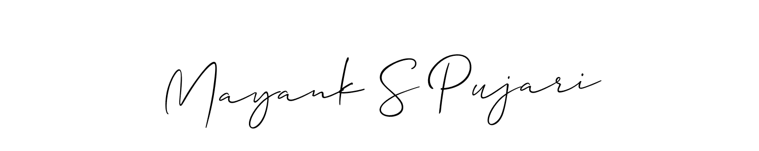 How to make Mayank S Pujari name signature. Use Allison_Script style for creating short signs online. This is the latest handwritten sign. Mayank S Pujari signature style 2 images and pictures png