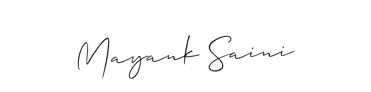 The best way (Allison_Script) to make a short signature is to pick only two or three words in your name. The name Mayank Saini include a total of six letters. For converting this name. Mayank Saini signature style 2 images and pictures png