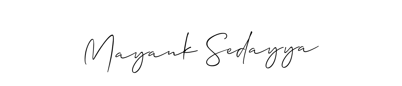 The best way (Allison_Script) to make a short signature is to pick only two or three words in your name. The name Mayank Sedayya include a total of six letters. For converting this name. Mayank Sedayya signature style 2 images and pictures png