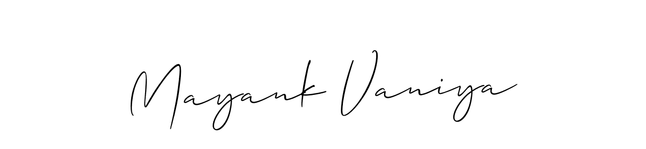 Design your own signature with our free online signature maker. With this signature software, you can create a handwritten (Allison_Script) signature for name Mayank Vaniya. Mayank Vaniya signature style 2 images and pictures png