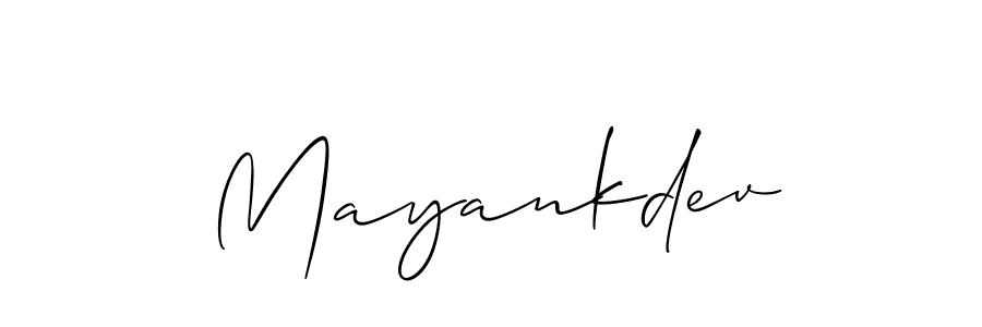 Allison_Script is a professional signature style that is perfect for those who want to add a touch of class to their signature. It is also a great choice for those who want to make their signature more unique. Get Mayankdev name to fancy signature for free. Mayankdev signature style 2 images and pictures png