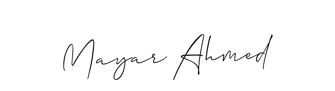 You should practise on your own different ways (Allison_Script) to write your name (Mayar Ahmed) in signature. don't let someone else do it for you. Mayar Ahmed signature style 2 images and pictures png