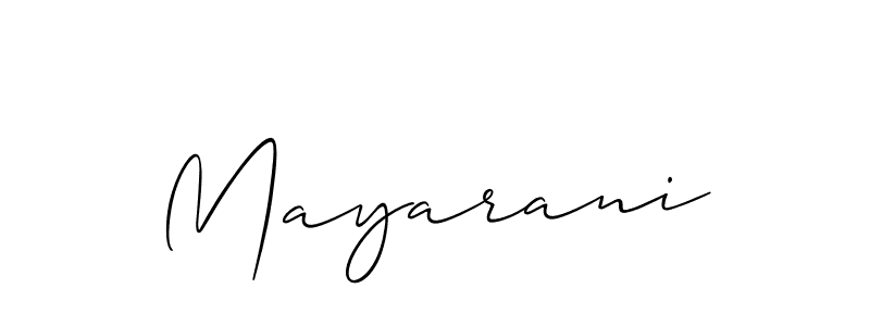 Use a signature maker to create a handwritten signature online. With this signature software, you can design (Allison_Script) your own signature for name Mayarani. Mayarani signature style 2 images and pictures png