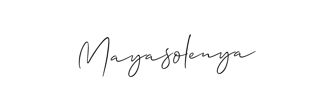 How to make Mayasolenya signature? Allison_Script is a professional autograph style. Create handwritten signature for Mayasolenya name. Mayasolenya signature style 2 images and pictures png